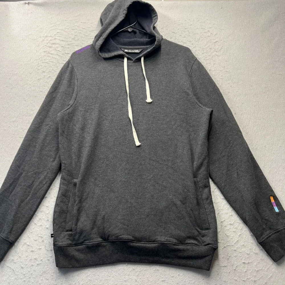 TravisMathew Mens M Gray Paytient Logo Modal Blend Fleece Pullover Hoodie 1968